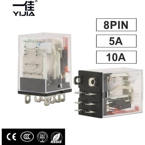 1pcs HH52P HH62P Micro Electromagnetic Relay Switch 5A 10A Power Coil 8pin AC 110V 220V DC 12V 24V MY2NJ