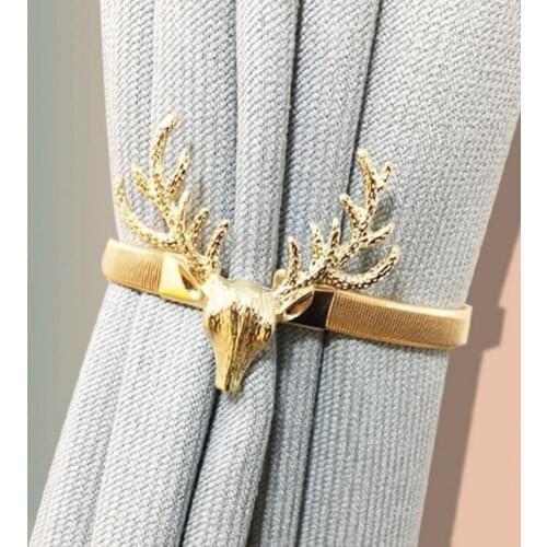 1pc Wing Leaves Elk Head Shape Curtain Clip High Elasticity Anti-rust Metal Curtain Tieback Back Curtain Accessories Wholesale