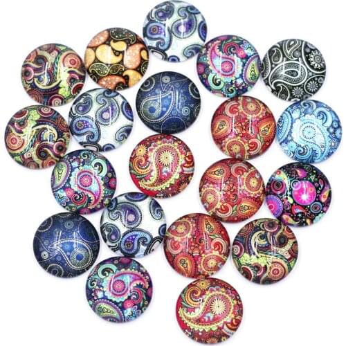 10-12mm Mixed Vector Pattern Round Glass Cameos Cabochon Domes Flatback DIY Embellishment Scrapbook Bag Crafts Decor Accessories
