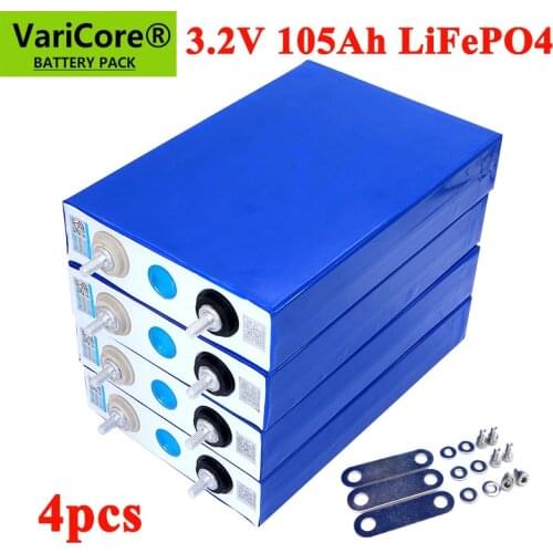 4pcs 3.2V 105Ah LiFePO4 battery pack Lithium iron phospha DIY 12V 24V RV Motorcycle Electric Car Solar Inverter Boat Batteries