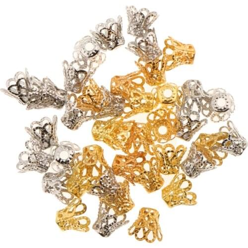 40 Pieces Bead Caps Intermediate Beads Bead Caps Metal Spacer Spacer Beads