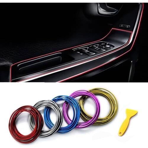 5M Car Seal Styling Interior Stickers Decoration Strip Mouldings Car Door Dashboard Air Outlet Steering Strips for Auto