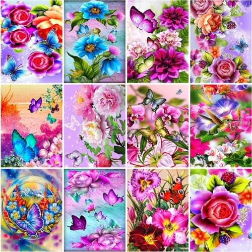5D Diamond Painting Butterfly Flower Embroidery Full Square Diamond Cross Stitch Rhinestone Mosaic Home Decor Wall Art Gift