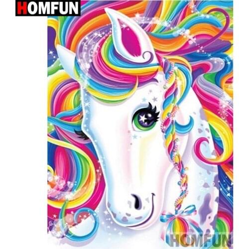 HOMFUN Art 5D Diy Diamond Painting "Color horse landscape" Diamond Pictures Cross Stitch 3D Rhinestone Embroidery Decor A27586