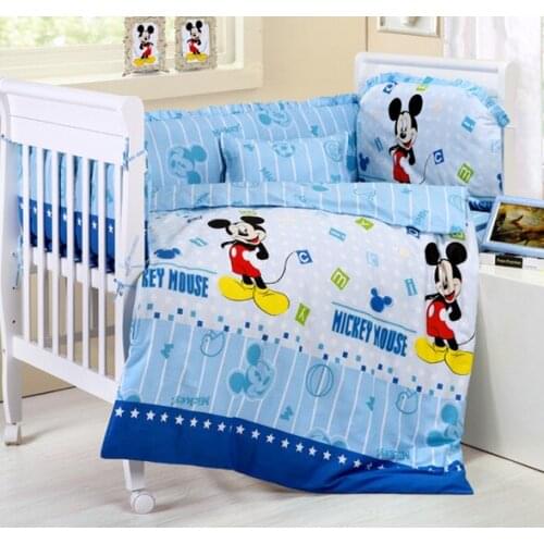 Promotion! 6PCS Cartoon Baby crib bedding set,cot bed set bedclothes Thick Fleece baby set (3bumpers+matress+pillow+duvet)