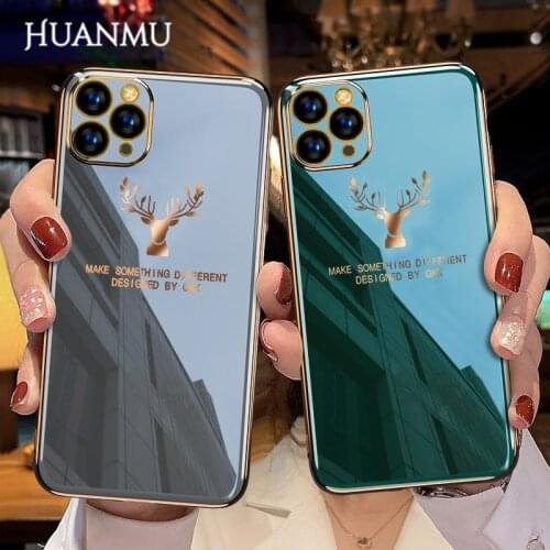 Electroplating Deer Head Style Lens Full Protective Cover Phone Case for IPhone12 Mini 12pro Max 11 11pro X Xr Xs Max 7 8 Plus 6