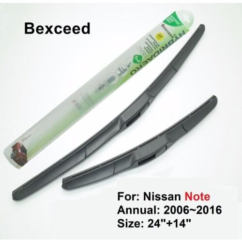 For Nissan Note 24"+14" Bexceed of Rubber Car Windshield Hybrid Wiper Blade 2006~2016