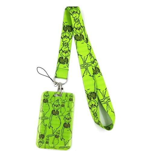 Dr seuss Christmas Cats Green Lanyard Credit Card ID Holder Bag Student Women Travel Card Cover Badge Car Keychain Decorations