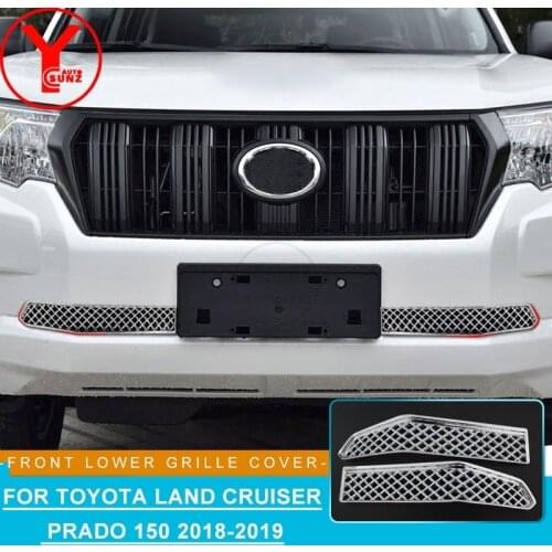 ABS Chrome Front Lower Grille Cover For Toyota Land Cruiser Prado 150 2018 2019 Car Parts Bonnet Protector Chromium Styling