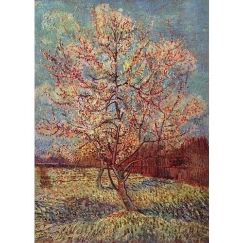 Pink Peach Tree in Blossom by Vincent Van Gogh Oil Painting Reproduction on Canvas Wall Art Home Decor Hand Painted No Framed