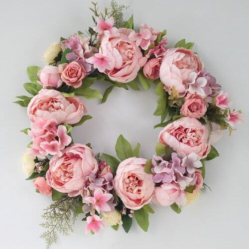 Peony Simulated Garland Rattan Ring Decoration Photography Props Wedding Wreath Flower Home Door Decoration