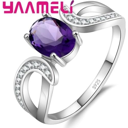 Fashion New Design Small Cute 925 Sterling Silver Crystal Wedding Rings For Women Jewelry Round Simple Fashion Party