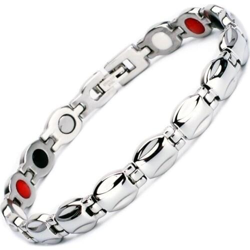 Gold Silver Color Mens Health Bracelets & Bangles Magnetic Power Stainless Steel Charm Bracelet Germanium Jewelry for Man