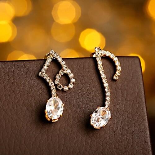 Music Fashion Earrings For Women Micro-Inlaid Zircon Note Harajuku Earrings Girls Party Asymmetrical Personality Jewelry