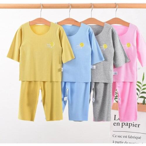 1-8 Years Solid Color Baby Clothes Set Summer Modal Newborn Baby Boys Girls Clothes 2PCS Baby Pajamas Unisex Kids Clothing Sets