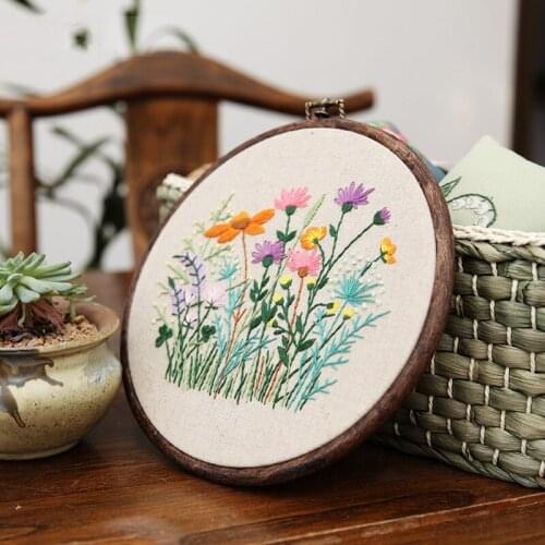 DIY Ribbon Embroidery With Retro Hoop for Beginner Needlework Cross Stitch Kit Handmade Sewing Wall Art Flowers Series Decor