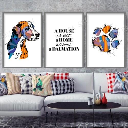 Set of 3 Prints House is not a Home Dalmatian Paw Print Bright Multicolour Abstract Art Print Colourful Dog Gallery Wall Poster