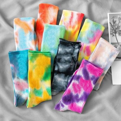 Tie Dye Unisex Socks OOTD Boyfriend Casual Women Men Spring Pastel Stretchy Men Fashion Chic Apparel Accessories Street Wear