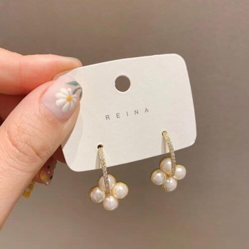 2020 New Fashion Hot Sale Womens Earrings Sweet Lovely Cute Pearl Flower Earrings For Women Girl Party Jewelry Gifts Wholesale