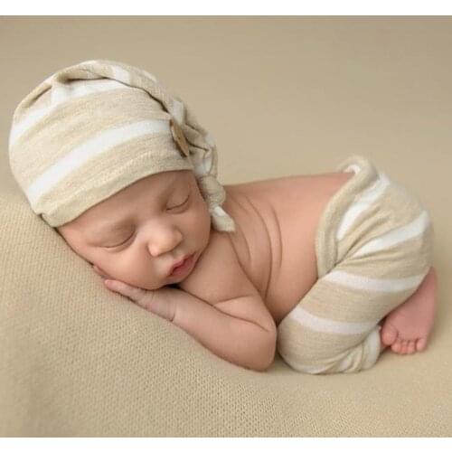 Newborn Photography Clothing Stripe Hat+Pants 2Pcs/Set Baby Boy Photo Props Accessories Studio Newborn Shooting Clothes