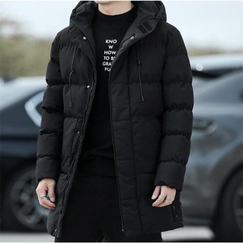 2021 New Winter Mens Parka Jackets Fashion Long Solid Color Men Outerwear Thicken Warm Windproof Mens Cotton Clothing Size 5XL