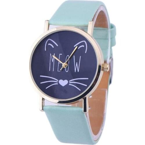 Simple Fashion Womens Watches Best Sellers Cute Kitten Pattern Female Watch Montre Femme Acier Inoxydable Zegarki Damskie Fi