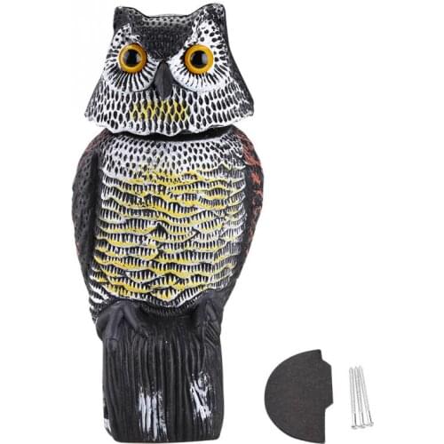 Realistic Bird Scarer Rotating Head Sound Owl Prowler Decoy Protection Repellent Pest Control Scarecrow Garden Yard Move