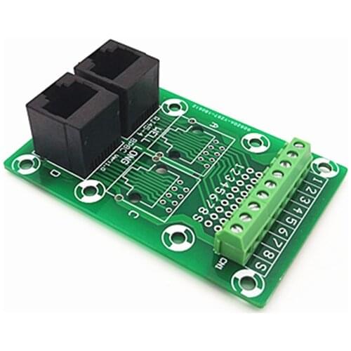 RJ45 8P8C Jack2-Way Buss Breakout Board,Terminal Block, Connector