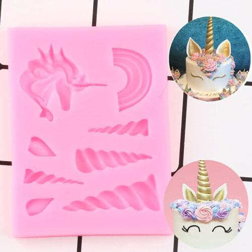 Unicorn Horse Ear Horn Silicone Molds Rainbow Cupcake Topper Fondant Mold DIY Party Cake Decorating Tools Candy Chocolate Mould