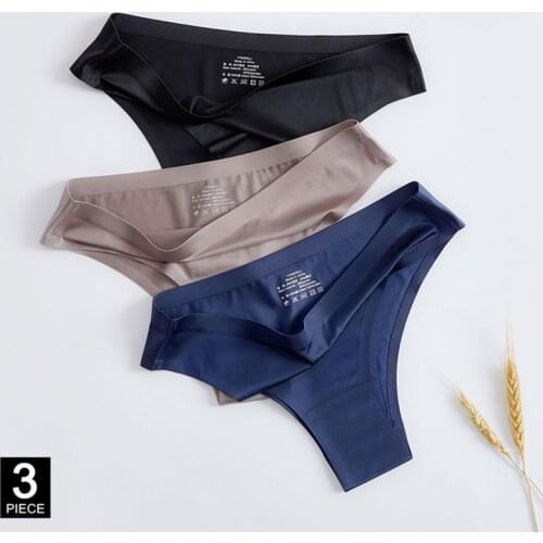 Woman Sexy Panties Seamless Sports G-string Ice Silk Soft Thong Lady T-back Underwear Girl Underpants Set Dropshipping 3 Pcs/lot