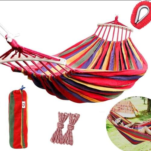 190x80cm Camping Hammock for Tent Outdoor Sleeping Swing Hammock Thick Canvas Hanging Bed Lazy Chair for Patio Yard Garden