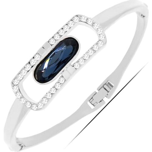 W113 Punk Crystal Bangle For Girlfriend Gold And Silver Color Jewelry 2017 Latest Design Bangle Wholesale Mothers Day Gift