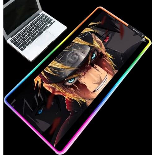 XGZ Anime Mouse Pad XXL Naruto USB LED Color Lighting Locking-Edge Thickened RGB Mouse Pad Speed Control Gamer Keyboard Desks
