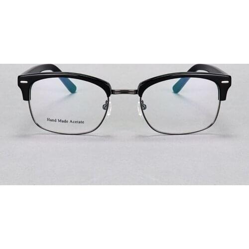 YOUTOP Mens Half-rim Optical Frames Myopia eyewear acetate and Metal Fashion Eye glasses 7058