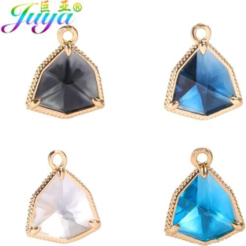 Juya 10pcs/lot Wholesale DIY Gold Water Drop Glass Charms Pendant For Women Earring Bracelet Necklace Jewelry Making Accessories