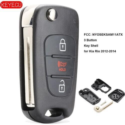 KEYECU Replacement Flip Remote Key Shell Case 3 Button for Kia Rio 2012-2014 FCC: NYOSEKSAM11ATX