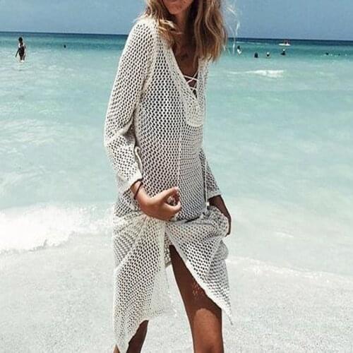 2019 New Beach Cover Up Bikini Crochet Knitted Tassel Beachwear Praia Summer Swimsuit Cover Up Sexy Beach Dress robe de plage