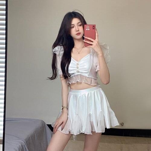 Swimsuit Female Push Up Swimwear Women 2021 Swim Suit Sets Summer New Skirt Print Polyester Sierra Surfer Professional For Girls