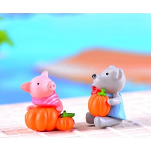 ZOCDOU 1 Piece Fruit Animal Statue Resin Doll Toy Small Figurine Garden Home Crafts Miniatures Decor Ornament Pumpkin Harvest