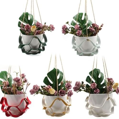 1 Pcs Leather Hanger Basket Indoor and Outdoor Hanging Plant Stand Suitable for Home Decoration