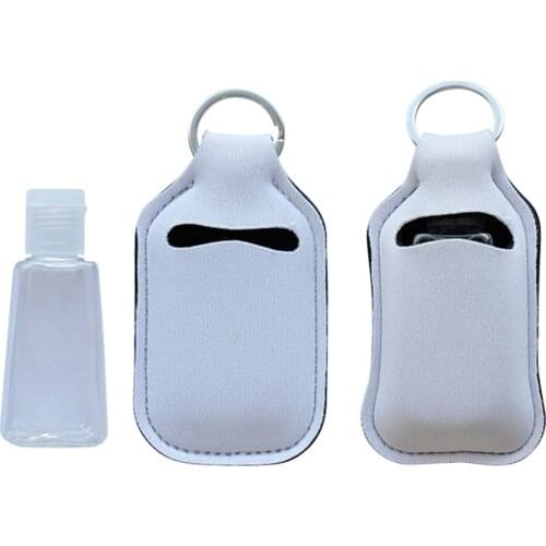 10Pcs/Lot Holder Gel Keychain Silicone Sublimation Neoprene Sleeve Customized Key Chain With 30Ml Hand Sanitizer Bottle