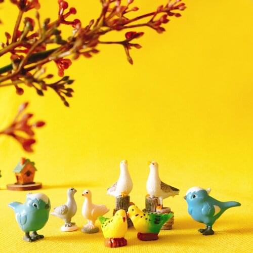 4 Pcs sea birds/pigeon/parrots/miniatures/cute/ fairy garden/gnome/moss terrarium decor/crafts/bonsai/bottle garden DIY supplies
