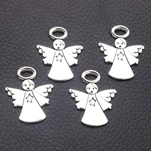 6pcs/lot Silver Plated Angel Charm Metal Pendants DIY Necklaces Bracelets Jewelry Handicraft Accessories 31*25mm P189