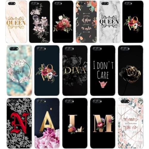 104AA Letter Flowers Soft TPU Case Cover For Huawei Honor 10 10 Lite 20 20 PRO Lite