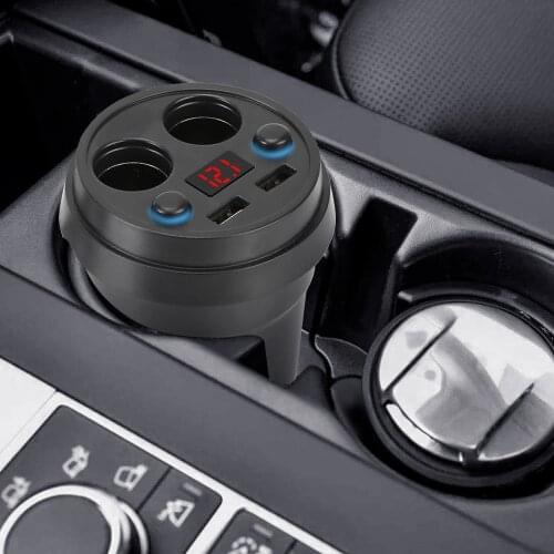 Cup Power Socket Adapter DC 5V 3.1A Mobile Phone Chargers Cigarette Lighter Splitter With Voltage LED Display Car Charger