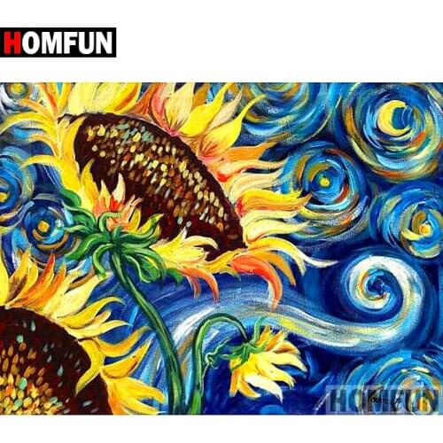 HOMFUN Full Square/Round Drill 5D DIY Diamond Painting "Sunflower flower" 3D Diamond Embroidery Cross Stitch Home Decor A18512