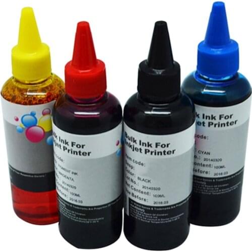 B C M Y 4 Colors Universal Dye Refillable Ink for HP Premium Dye Ink, CISS for HP Printer Ink General Models Excellent Quality