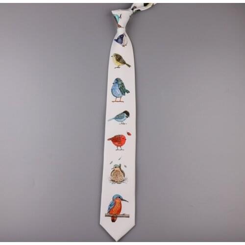Free Shipping New Male mens Original design fun printing tie retro casual personality literary female student bird tie necktie