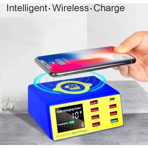 MECHANIC 8 Pro LCD Digital Display Fast Charger USB Wireless Charging Dock QC 3.0 Charger for iPhone Android Repair Charging