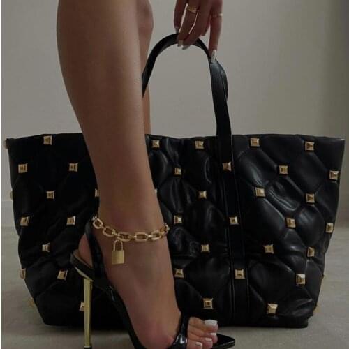 Ladies Fashion Ankle Strap Open Toe Women Shoes Summer New Style Temperament Metal Chain Stiletto Sandals Banquet Wedding Shoes